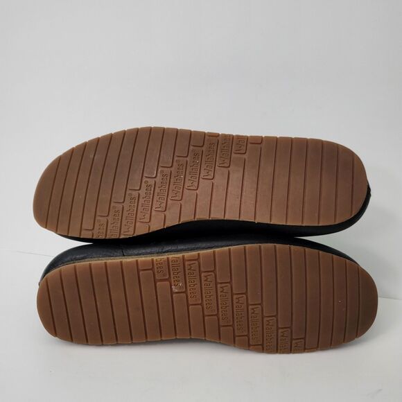 CLARKS Wallabee Shoes Mens 10 Black Leather Lace Up Moccasin Comfort Casual - Picture 8 of 9